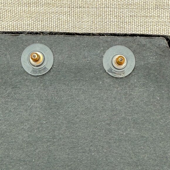 Abstract Green Rhinestone Gold Disk Pierced Earrings - Picture 4 of 4